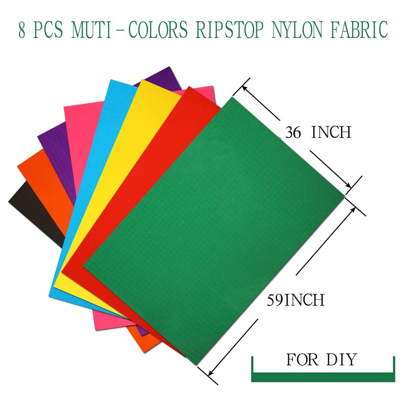 C COMCROSFLY 8Pcs 40D Ripstop Nylon Fabric, 59" Wide x39 Length Waterproof Durable Airtight Lightweight Fabrics for Kite Inflatable Flag Tarp Cover Tent DIY - Image 2